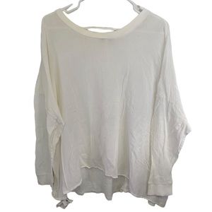 Skin white cotton long sleeve tunic lounge top